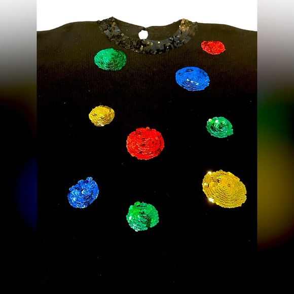 Karen Scott Christmas sweater/size 1X women’s Plus size/black/vibrant/sequined - Picture 4 of 8